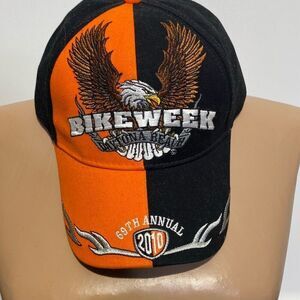 Men's Black Orange 69th Annual Bike Week 2010 Daytona Beach Baseball Cap‎